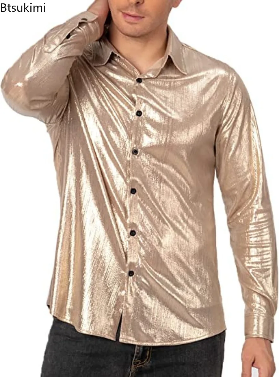 Vintage Sequin Glitter Shirts for Men Dress Shirts Long Sleeve Lapel Button-up Tops Men Cosplay Clothing Fashion Bright T-shirts
Vintage Sequin Glitter Shirts for Men Dress Shirts Long Sleeve Lapel Button-up Tops Men Cosplay Clothing Fashion Bright T-shirts