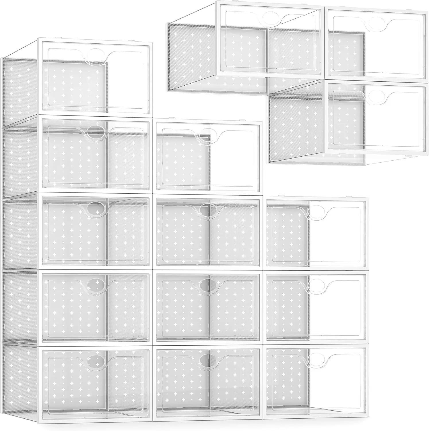 15-Pack Clear Stackable Shoe Storage Boxes for US Size 11, Organizer with Breathable Design
15-Pack Clear Stackable Shoe Storage Boxes for US Size 11, Organizer with Breathable Design