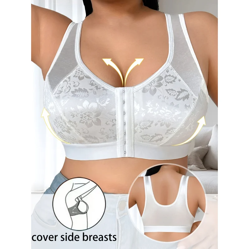 A Solid Color Plus Size Women's Bra Crop Sleep Top Featuring a Front Button And Back Design, Made from Soft And Comfortable
A Solid Color Plus Size Women's Bra Crop Sleep Top Featuring a Front Button And Back Design, Made from Soft And Comfortable