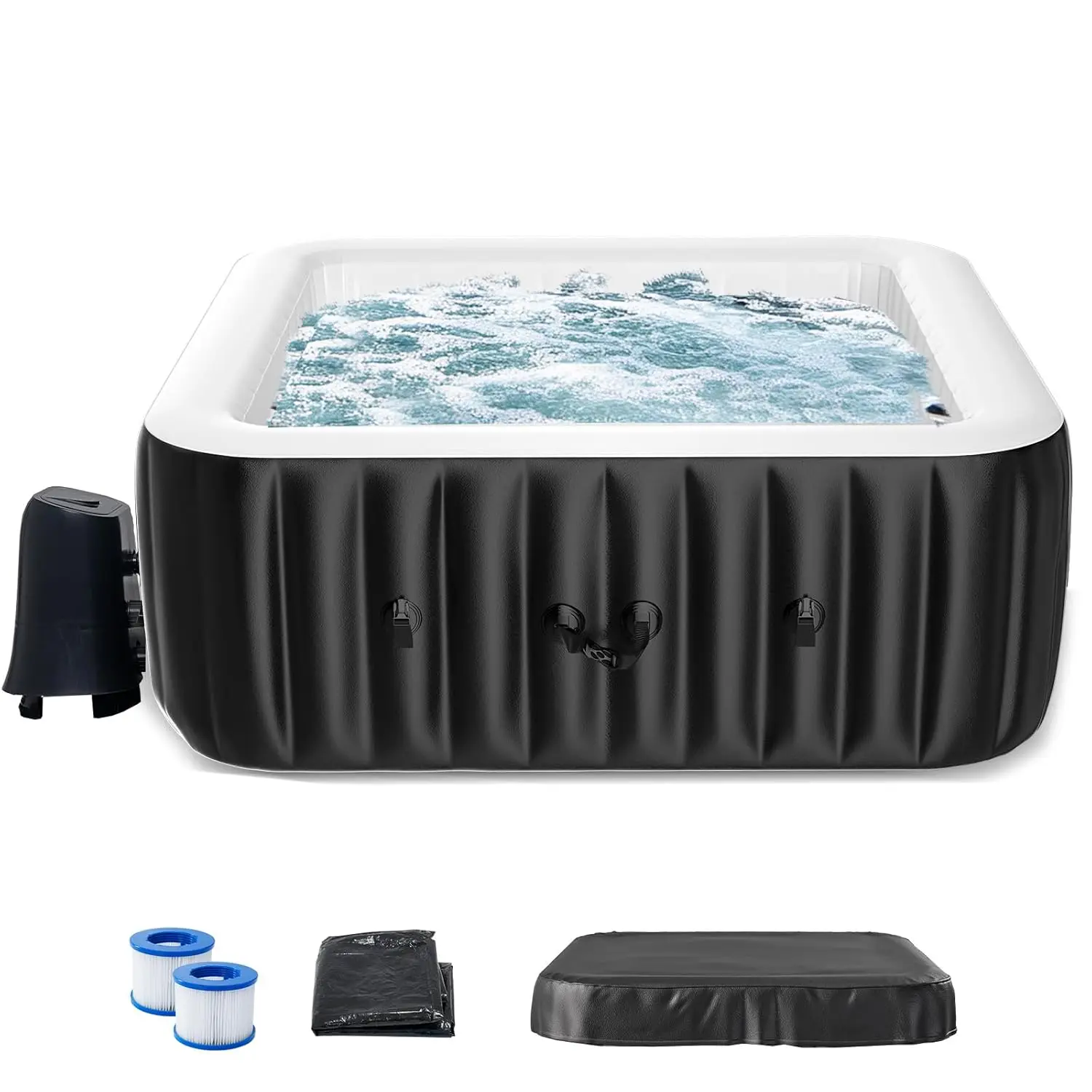 4-6 Person Inflatable Square Hot Tub with 130 Bubble Jets Heater Pump Filter Cover 73x73x25, Custom
4-6 Person Inflatable Square Hot Tub with 130 Bubble Jets Heater Pump Filter Cover 73x73x25, Custom