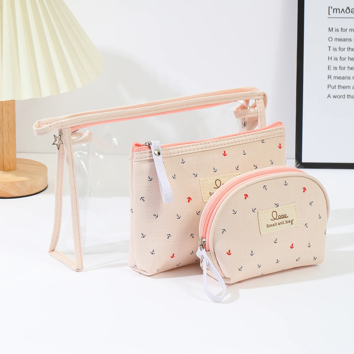 Three piece transparent waterproof toileting bag, boat anchor makeup bag, large capacity portable travel storage bag
Three piece transparent waterproof toileting bag, boat anchor makeup bag, large capacity portable travel storage bag