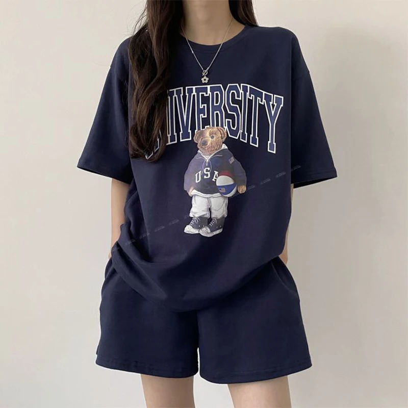 100% Cotton Short Sleeved Shorts Set for Women's Two-piece 2024 New Cartoon Summer Fashion Casual Sportswear Loose Fitting Top
100% Cotton Short Sleeved Shorts Set for Women's Two-piece 2024 New Cartoon Summer Fashion Casual Sportswear Loose Fitting Top