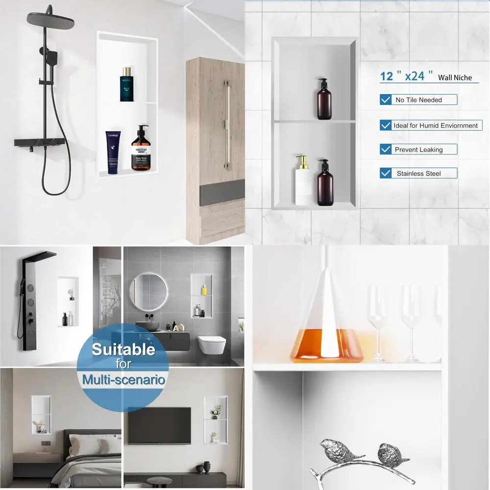 Ниша для душа из нержавеющей стали 12 x 24, утопленная настенная полка для ванной комнаты, двойные полки, матовый белый цвет, плитка не требуется
Ниша для душа из нержавеющей стали 12 x 24, утопленная настенная полка для ванной комнаты, двойные полки, матовый белый цвет, плитка не требуется