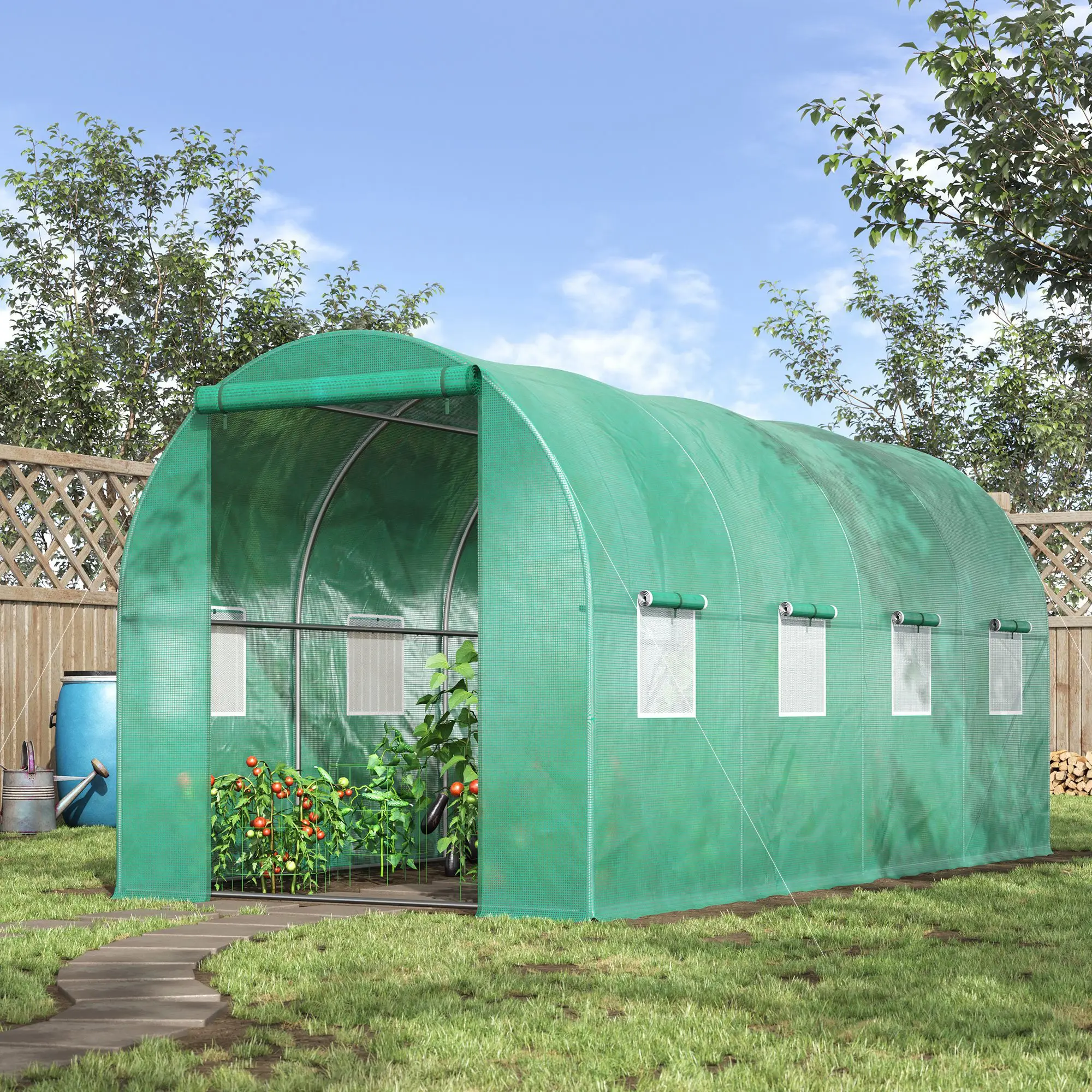 15' X 7' X 6.5' Walk-In Tunnel Hoop Greenhouse, Green House for Outside with Pe Cover, Steel Frame, Roll-Up Zipper Door & Windows for Flowers, Vegetables, Tropical Plants, Green
15' X 7' X 6.5' Walk-In Tunnel Hoop Greenhouse, Green House for Outside with Pe Cover, Steel Frame, Roll-Up Zipper Door & Windows for Flowers, Vegetables, Tropical Plants, Green