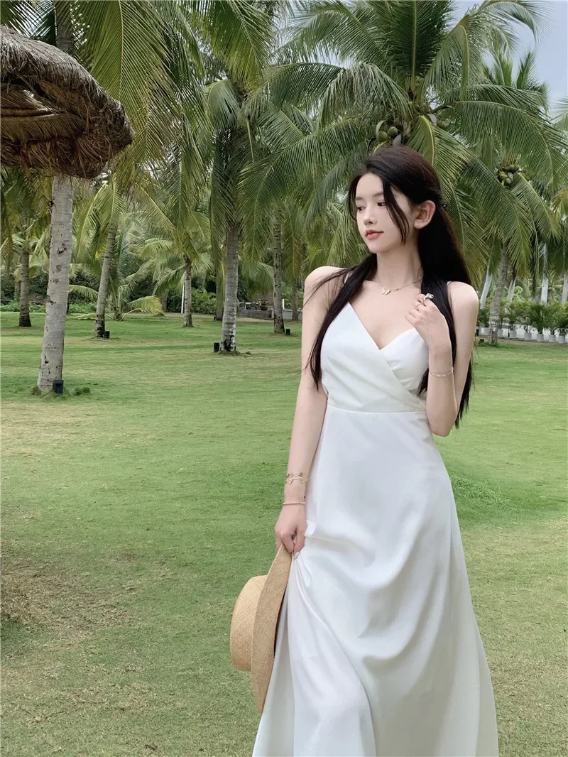 White Dresses for Women Sexy Backless Sling Robe Vestido Femme Slim Waist A-line Bandage Bow Summer Dress 2023 Vestidos De Mujer
White Dresses for Women Sexy Backless Sling Robe Vestido Femme Slim Waist A-line Bandage Bow Summer Dress 2023 Vestidos De Mujer
