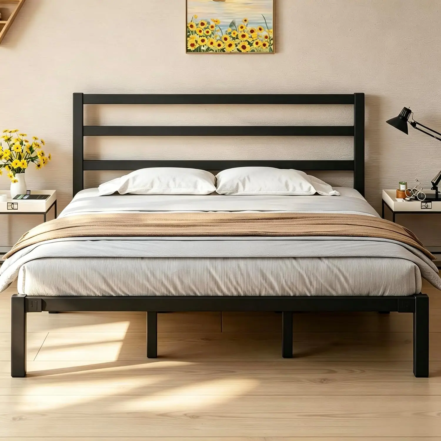 King Size Bed Frame With Headboard And Footboard, 12 Inch Underbed Storage Space, Heavy Duty Metal Platform Bed, Customized
King Size Bed Frame With Headboard And Footboard, 12 Inch Underbed Storage Space, Heavy Duty Metal Platform Bed, Customized