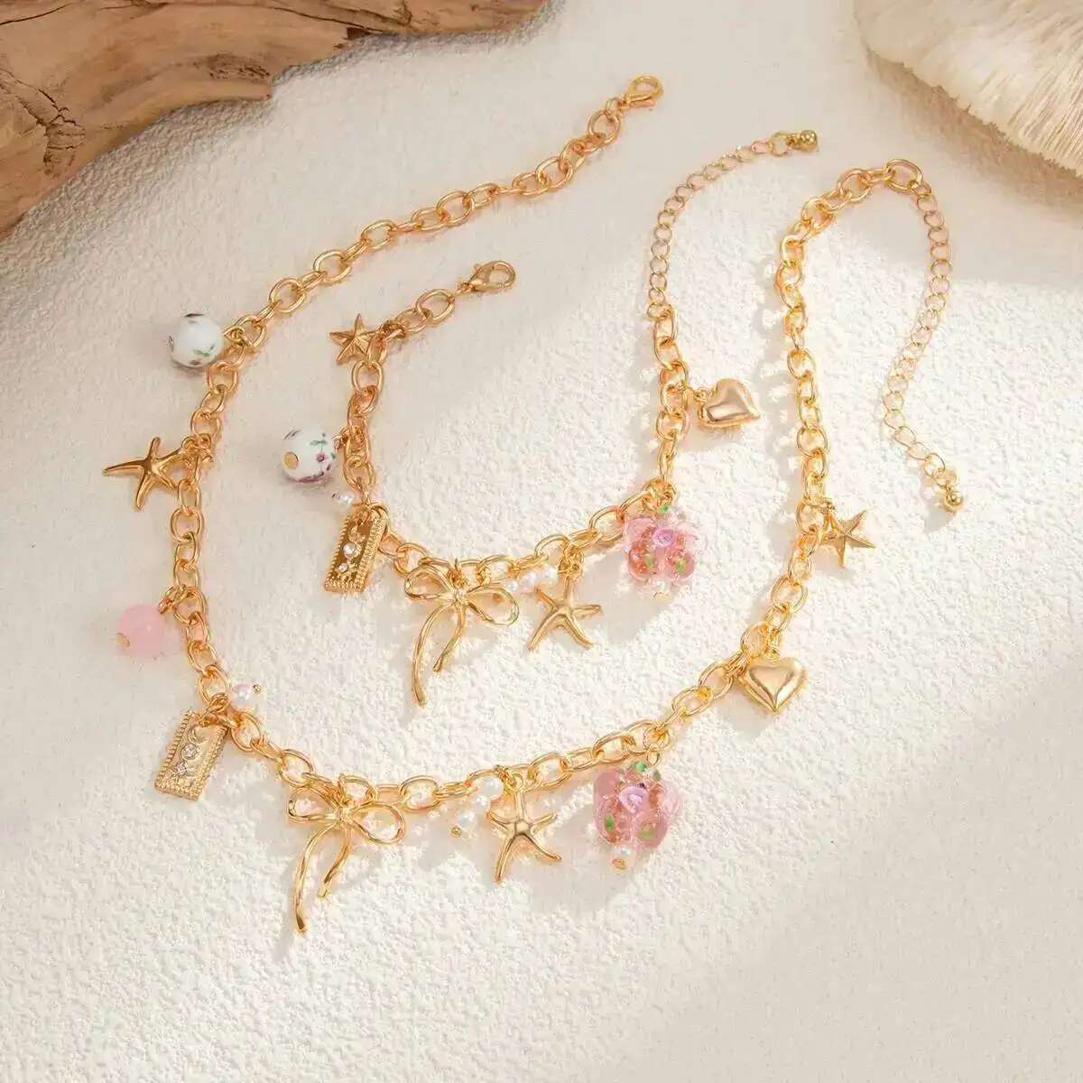 KunJoe Cute Bowknot Acrylic Flower Pendant Choker Necklace Bracelet Jewelry Set for Women Sweet Gold Color Clavicle Chain Gift
KunJoe Cute Bowknot Acrylic Flower Pendant Choker Necklace Bracelet Jewelry Set for Women Sweet Gold Color Clavicle Chain Gift