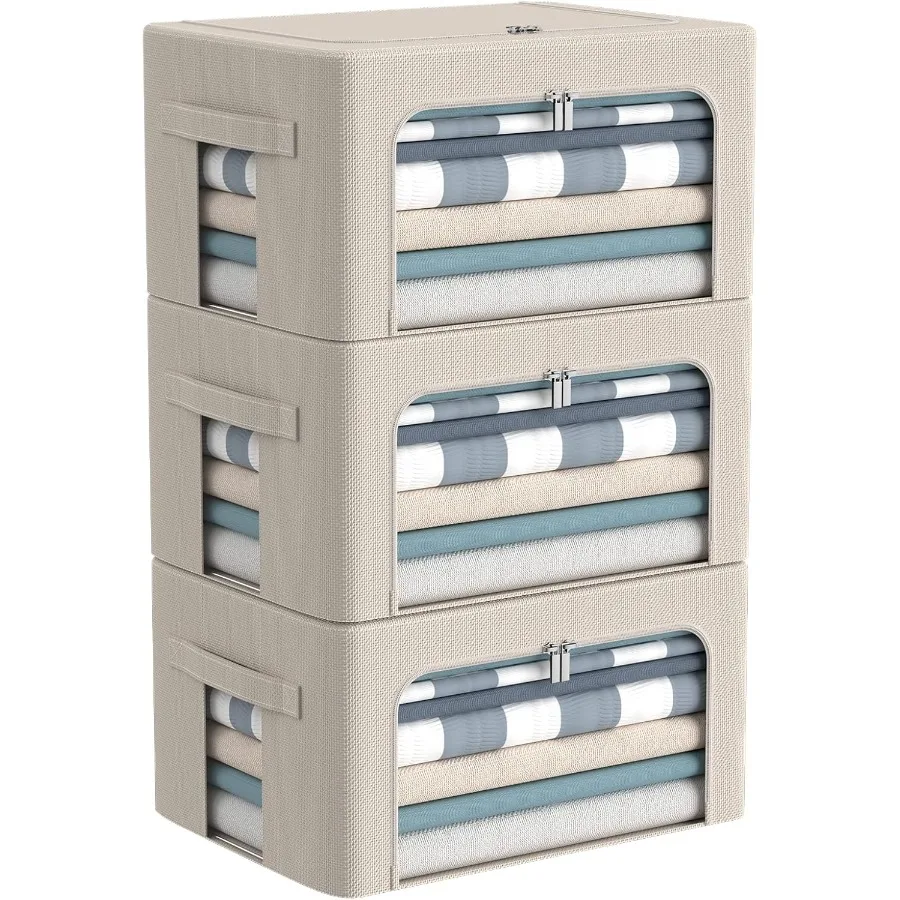 3 упаковки рамочных ящиков для хранения в шкафу. Складные и штабелируемые сумки для хранения одежды с прозрачным окном и переноской Han.
3 упаковки рамочных ящиков для хранения в шкафу. Складные и штабелируемые сумки для хранения одежды с прозрачным окном и переноской Han.