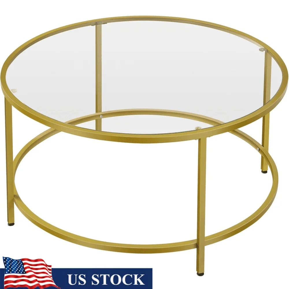 Modern Round Coffee Table Glass Top Gold Frame Indoor Living Room Furniture Storage Stylish Design Easy Setup
Modern Round Coffee Table Glass Top Gold Frame Indoor Living Room Furniture Storage Stylish Design Easy Setup