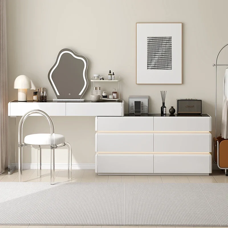 Minimalism Bedroom Dressing Table Multifunction Retractable Tray Dresser Integrated Cream Style Bedroom Furniture Coiffeuse FYDT
Minimalism Bedroom Dressing Table Multifunction Retractable Tray Dresser Integrated Cream Style Bedroom Furniture Coiffeuse FYDT