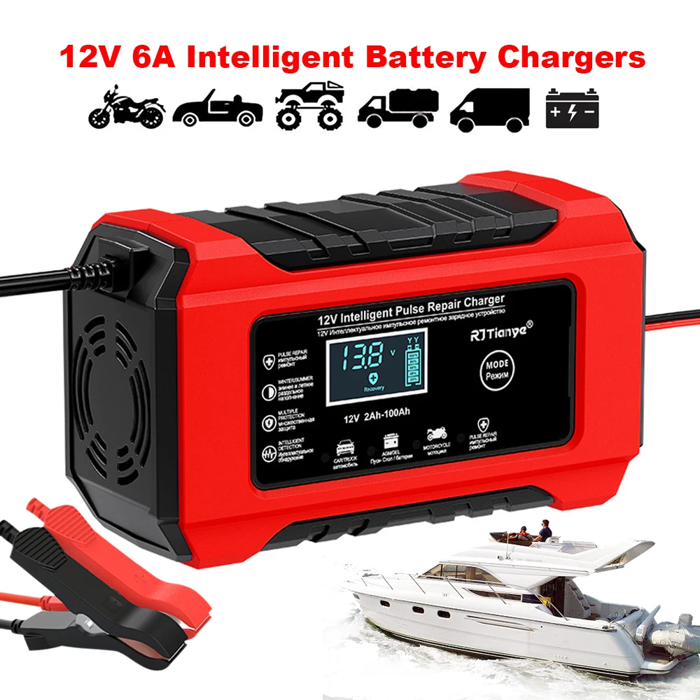 Зарядные устройства для аккумуляторов 80 Вт, принадлежности для лодок, зарядное устройство для аккумуляторов 12 В, 6 А, интеллектуальный импульсный ремонт, устройство для обслуживания аккумуляторов мотоцикла и автомобиля
Зарядные устройства для аккумуляторов 80 Вт, принадлежности для лодок, зарядное устройство для аккумуляторов 12 В, 6 А, интеллектуальный импульсный ремонт, устройство для обслуживания аккумуляторов мотоцикла и автомобиля