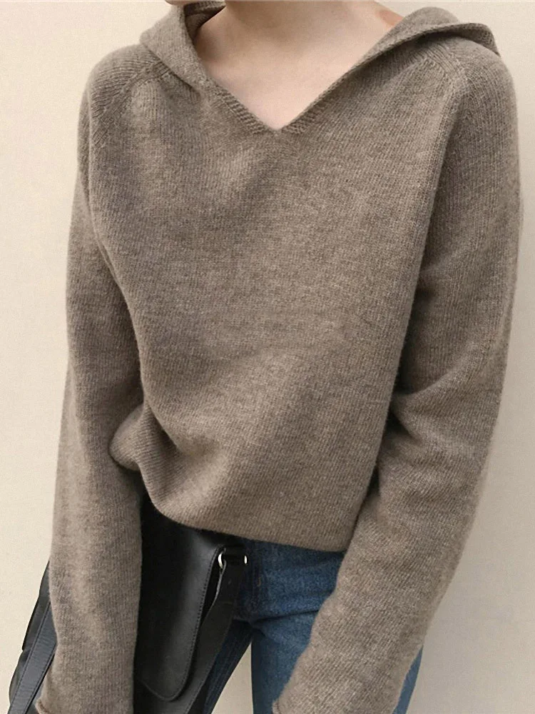 Свитер с капюшоном из 100% чистого кашемира с v-образным вырезом, женский свободный свитер с ленивым ветром, вязаный низ с длинными рукавами, осень и зима.
Свитер с капюшоном из 100% чистого кашемира с v-образным вырезом, женский свободный свитер с ленивым ветром, вязаный низ с длинными рукавами, осень и зима.