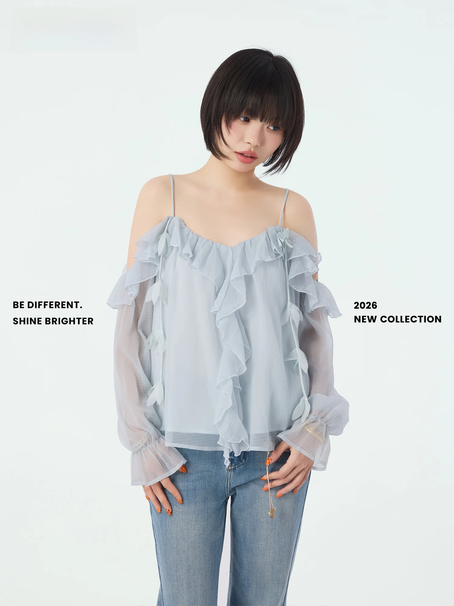 Didimax Summer New Blue Chiffon Lace Trim One Shoulder Top Misty Feel Chiffon Blouse Long Sleeve Polyester Fiber Women's Wear
Didimax Summer New Blue Chiffon Lace Trim One Shoulder Top Misty Feel Chiffon Blouse Long Sleeve Polyester Fiber Women's Wear