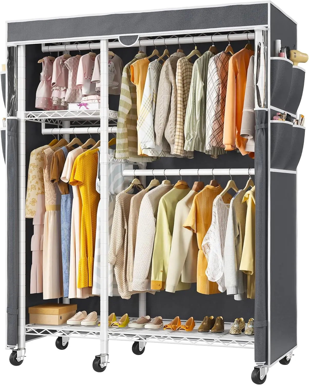 Clothes Rack with Cover Clothing Racks for Hanging Clothes Heavy Duty Portable Closet with Wheels,Rolling Garment Rack for B
Clothes Rack with Cover Clothing Racks for Hanging Clothes Heavy Duty Portable Closet with Wheels,Rolling Garment Rack for B