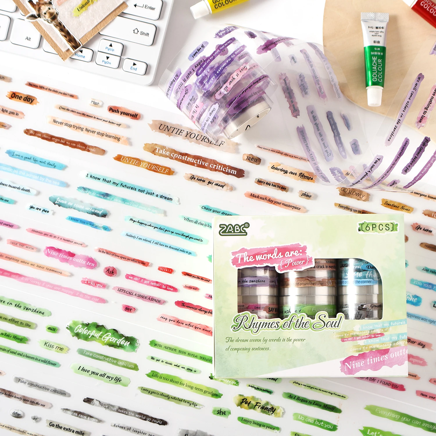 Cartoon English Phrases 50mm*2m Adhesive Tape Set Masking Tapes with Sticky Note Paper for Scrapbooking And Journaling Supplies
Cartoon English Phrases 50mm*2m Adhesive Tape Set Masking Tapes with Sticky Note Paper for Scrapbooking And Journaling Supplies
