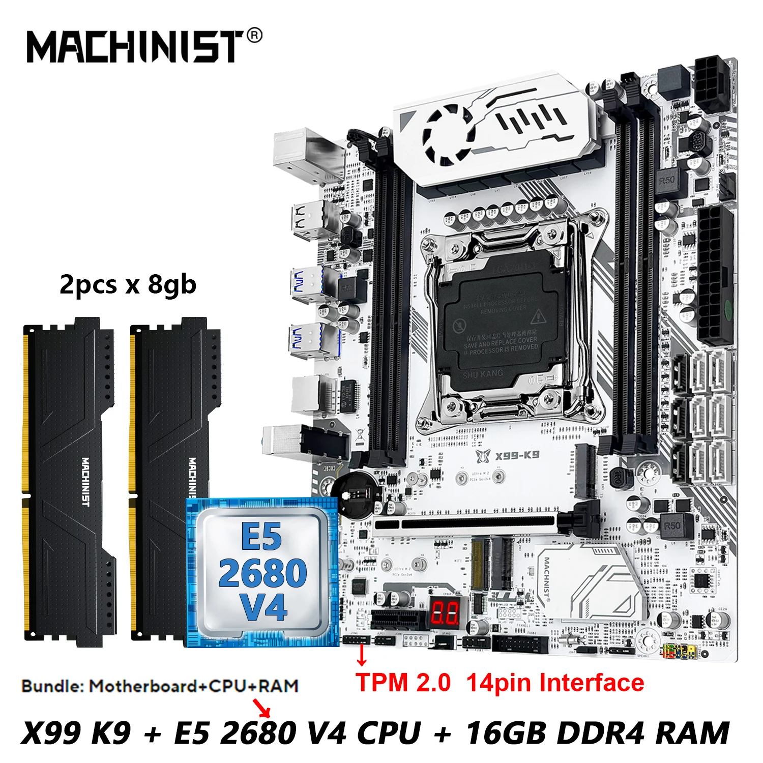 MACHINIST New upgrade X99 Motherboard kit Optional LGA 2011-3 Xeon E5 2680 V4 CPU and 16GB DDR4 RAM NVME M.2 TPM 2.0 Interface
MACHINIST New upgrade X99 Motherboard kit Optional LGA 2011-3 Xeon E5 2680 V4 CPU and 16GB DDR4 RAM NVME M.2 TPM 2.0 Interface