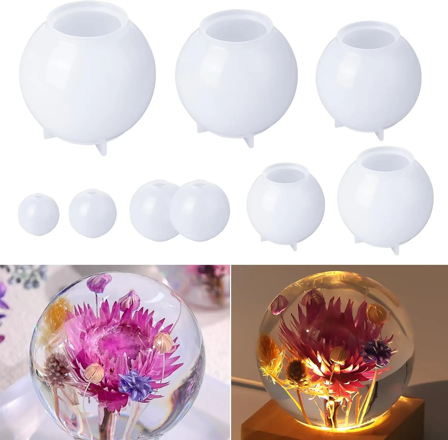 9 Pcs Seamless Sphere Silicone Molds for Resin, 3D Round Ball Epoxy Molds for Flower Preservation, Candle Making
9 Pcs Seamless Sphere Silicone Molds for Resin, 3D Round Ball Epoxy Molds for Flower Preservation, Candle Making