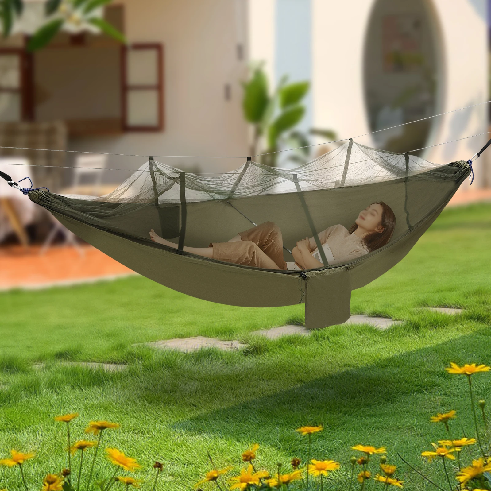 Durable Hammock with Mosquito Net, Breathable and Ventilated, 440.9 lbs Load Capacity, Tear-Resistant 210T Parachute Nylon,
Durable Hammock with Mosquito Net, Breathable and Ventilated, 440.9 lbs Load Capacity, Tear-Resistant 210T Parachute Nylon,