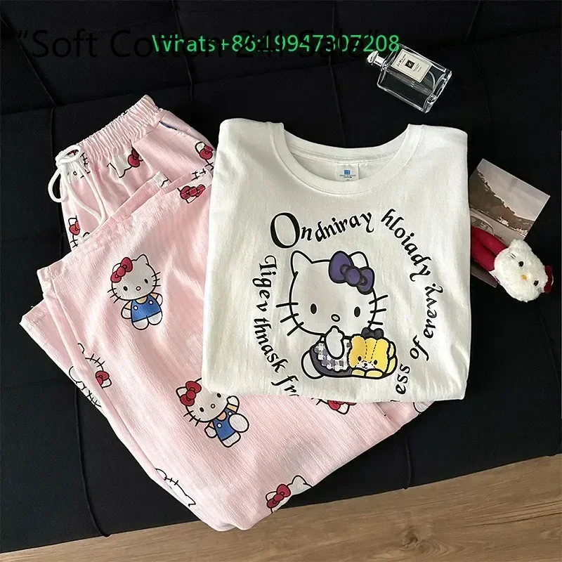 2025 summer Hello Kitty pajamas pure cotton white two-piece set short-sleeved trousers cartoon Hello Kitty casual loungewear
2025 summer Hello Kitty pajamas pure cotton white two-piece set short-sleeved trousers cartoon Hello Kitty casual loungewear