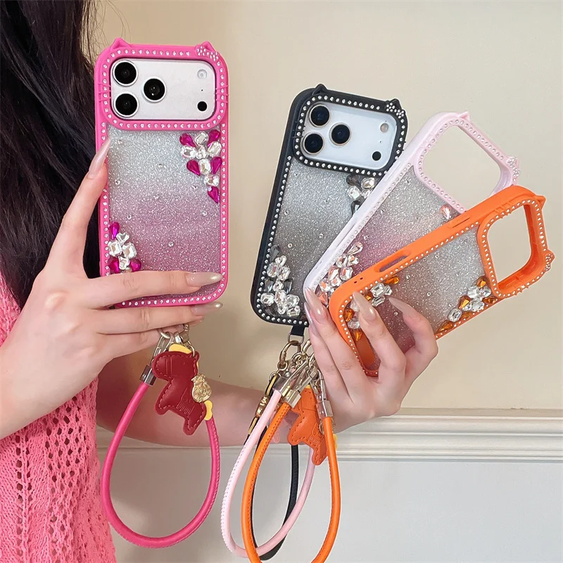 Luxury Glitter Rhinestone Wrist Strap Phone Case For iPhone 15 16 17 Promax Shockproof Camera Cover Women Girls Cute Back Case
Luxury Glitter Rhinestone Wrist Strap Phone Case For iPhone 15 16 17 Promax Shockproof Camera Cover Women Girls Cute Back Case
