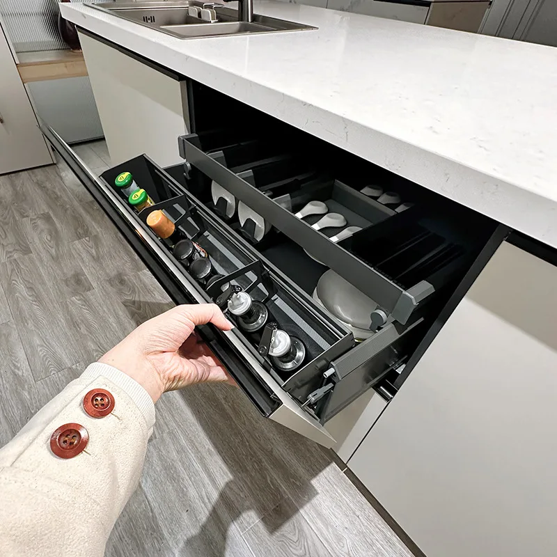 Dishes and dishes storage basket drawer type pots and pans seasoning storage rack three-layer inclined drain bowl basket pumping
Dishes and dishes storage basket drawer type pots and pans seasoning storage rack three-layer inclined drain bowl basket pumping
