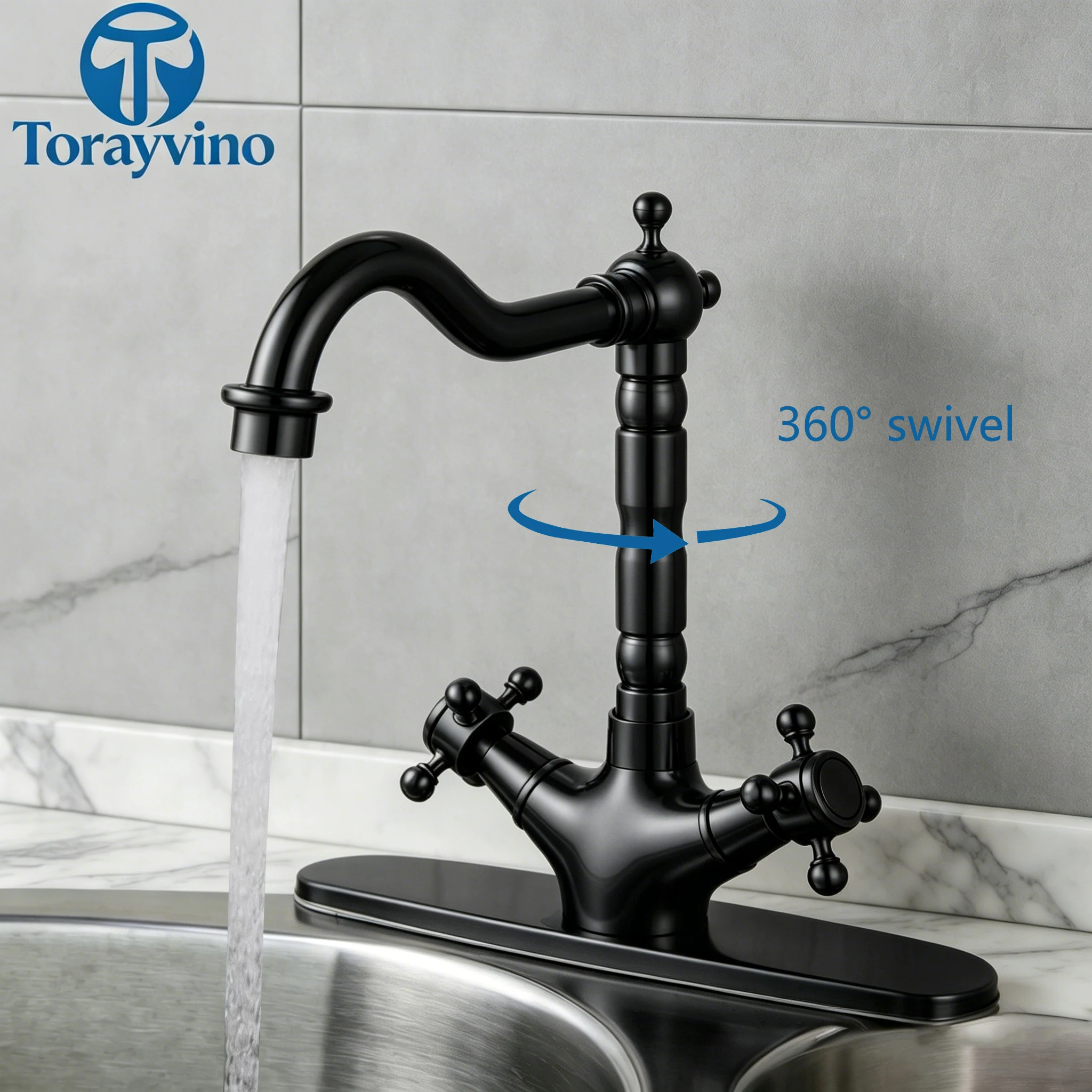 Torayvino Kitchen Sink Faucet Polish Chrome Double Cross Handle Mixer 360° Swivel Spout Bathroom Faucets Tap Hot and Cold Water
Torayvino Kitchen Sink Faucet Polish Chrome Double Cross Handle Mixer 360° Swivel Spout Bathroom Faucets Tap Hot and Cold Water