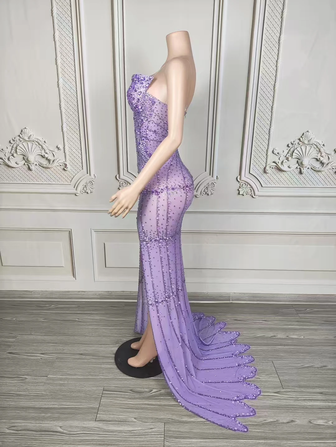 Rhinestones Birthday Celebrate EveningProm Dress Sexy Mesh See Through Strapless SlitTrailing Dress Photoshoot Dress D256
Rhinestones Birthday Celebrate EveningProm Dress Sexy Mesh See Through Strapless SlitTrailing Dress Photoshoot Dress D256