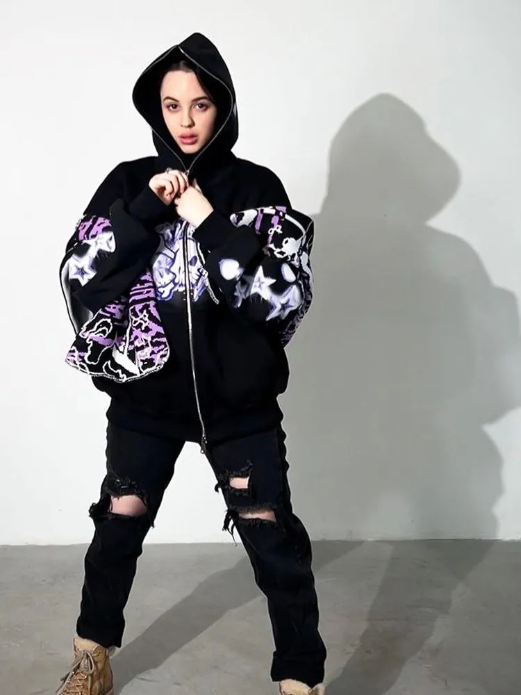 Women Harajuku Oversized Sports Coats Casual Zipper Hooded Sweatshirts Casual Long Sleeve Zipper Hoodie
Women Harajuku Oversized Sports Coats Casual Zipper Hooded Sweatshirts Casual Long Sleeve Zipper Hoodie