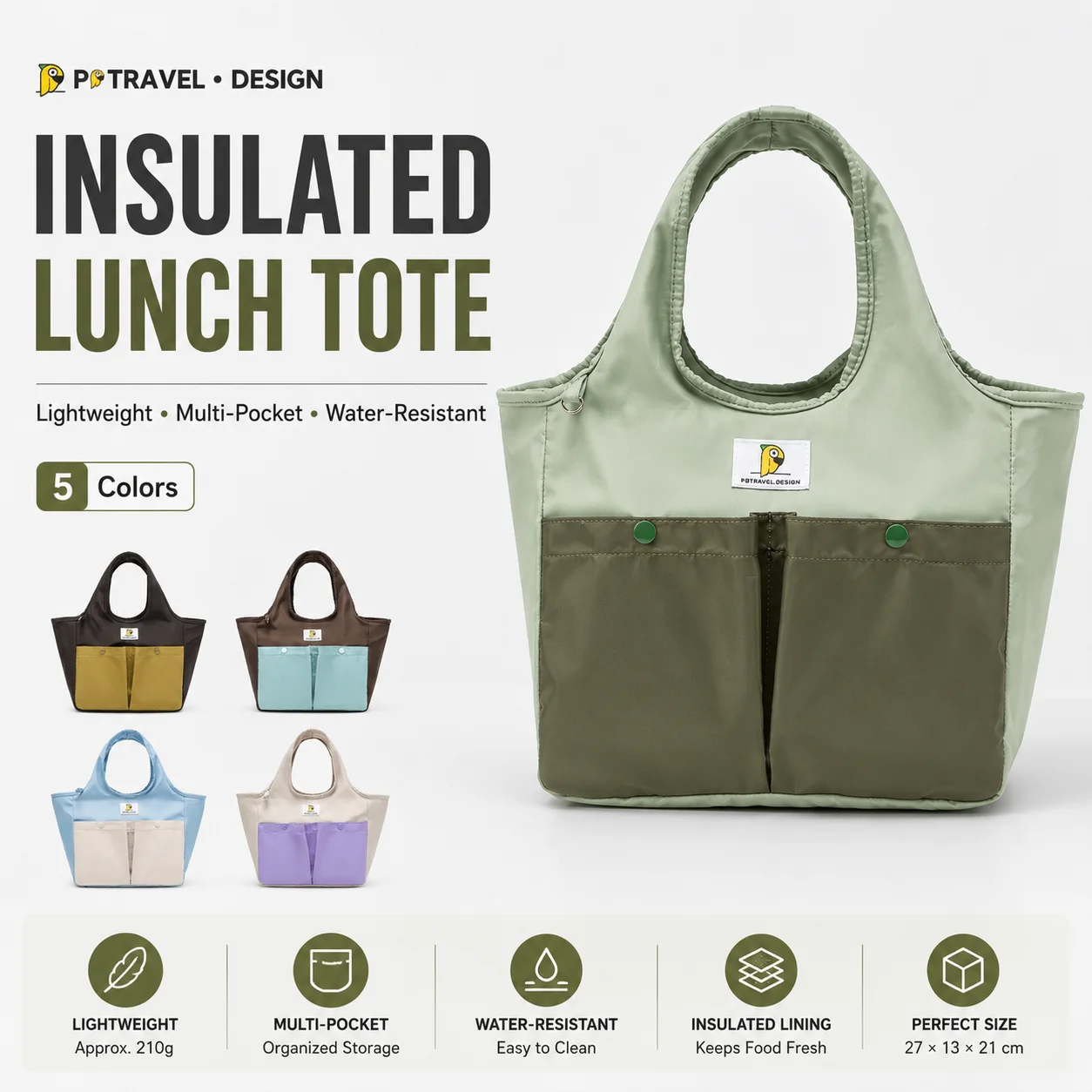 Insulated Lunch Bag Tote Waterproof Portable Large Capacity Bento Box Bag Thermal Cooler Handbag for Office School Picnic
Insulated Lunch Bag Tote Waterproof Portable Large Capacity Bento Box Bag Thermal Cooler Handbag for Office School Picnic