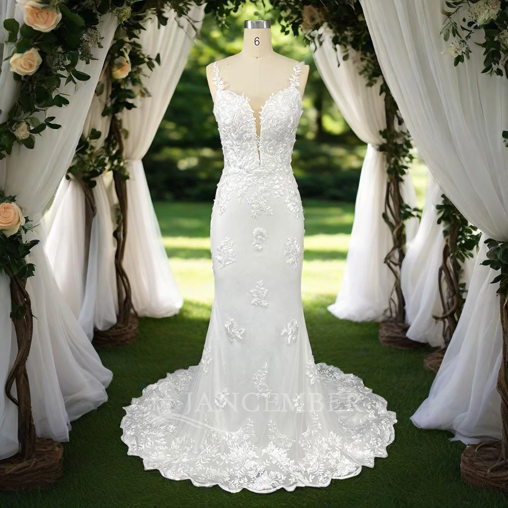 2025 Fashion Wedding Dress Sleeveless Spaghetti Straps For Bride Mermaid Sweep Train Women Vestidos De Novia Customized
2025 Fashion Wedding Dress Sleeveless Spaghetti Straps For Bride Mermaid Sweep Train Women Vestidos De Novia Customized