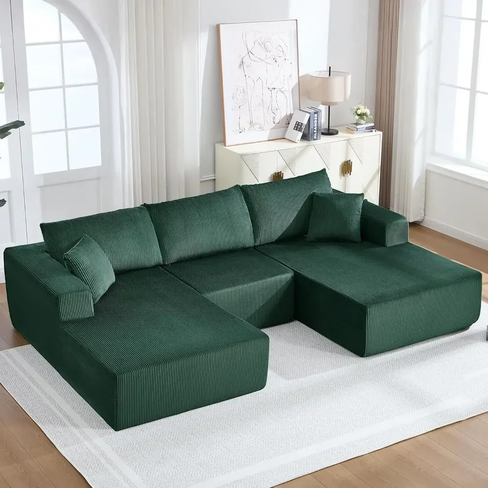 U-Shaped Green 3-Seater Deep Seat Couch, Corduroy Upholstery, Living Room Sofa, No Assembly Needed
U-Shaped Green 3-Seater Deep Seat Couch, Corduroy Upholstery, Living Room Sofa, No Assembly Needed