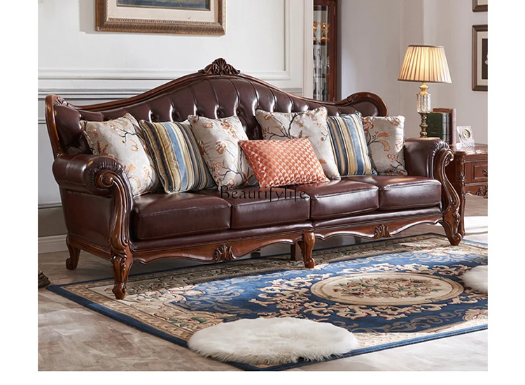 American leather corner sofa European solid wood L-shaped small apartment simple
American leather corner sofa European solid wood L-shaped small apartment simple