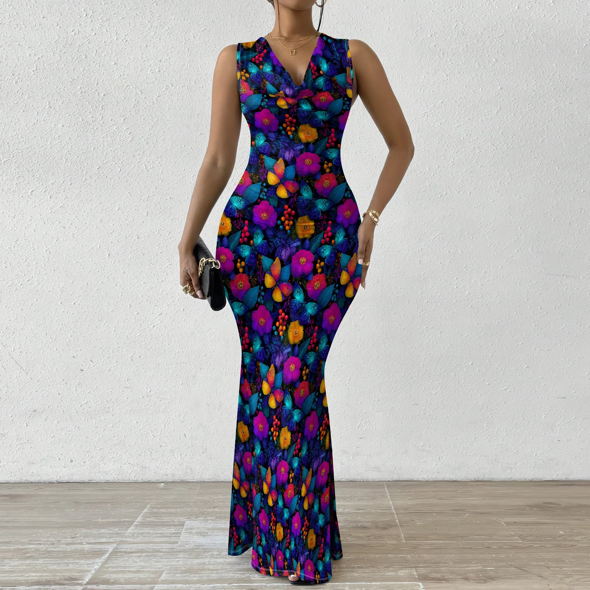 Vibrant Flower Design Bodycon Dress Women's Sleeveless Maxi Dress - XS-2XL Chic Casual or Cocktail Dress
Vibrant Flower Design Bodycon Dress Women's Sleeveless Maxi Dress - XS-2XL Chic Casual or Cocktail Dress