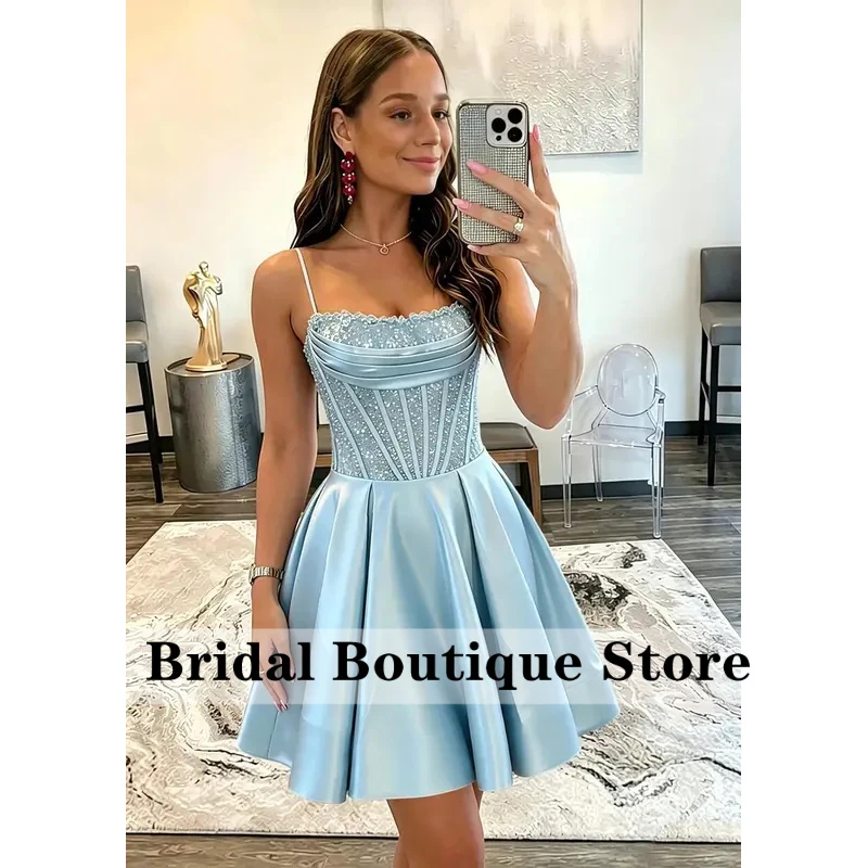 Customized Sparkly Sequin Corset Satin Homecoming Dresses 2026 Spaghetti Straps A Line HOCO Dress Short Cocktail Party Gown
Customized Sparkly Sequin Corset Satin Homecoming Dresses 2026 Spaghetti Straps A Line HOCO Dress Short Cocktail Party Gown