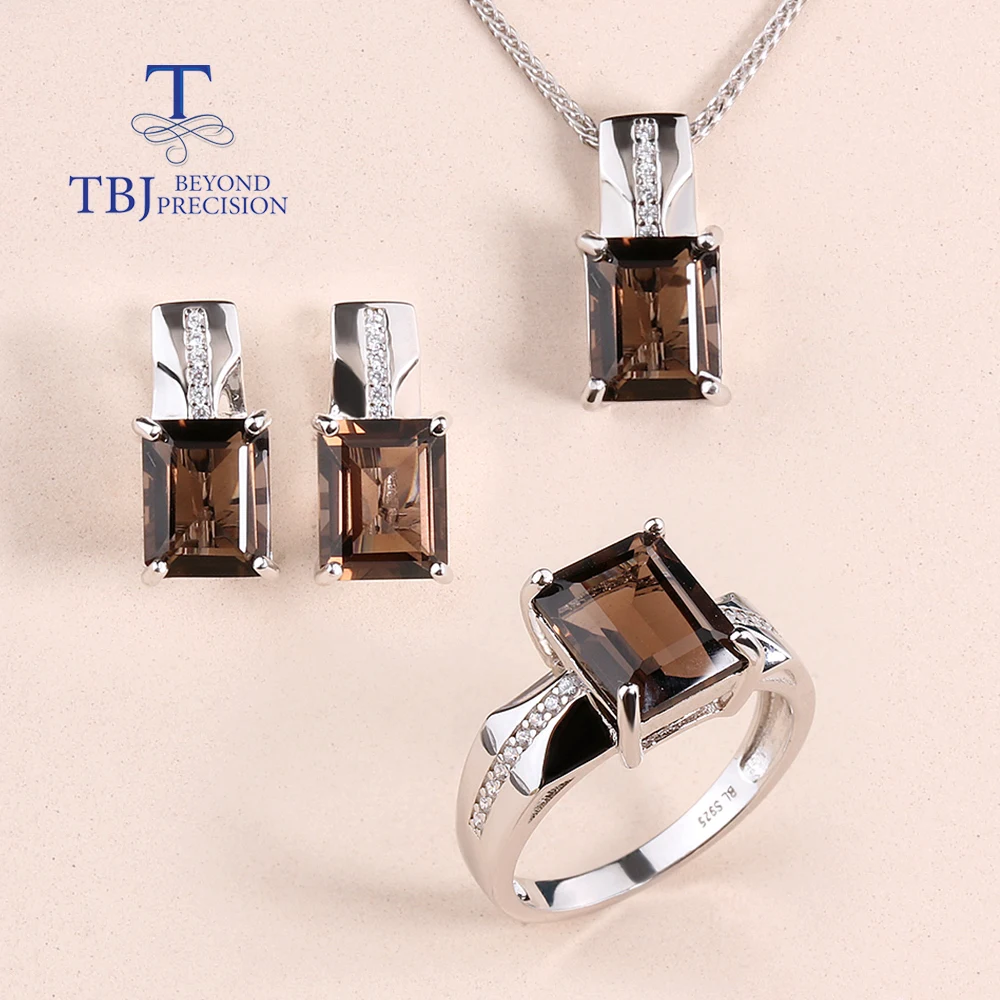 Classic Design Natural Smoky quartz Ring Earrings Necklace Jewelry set 925 Silver Women holiday Gift
Classic Design Natural Smoky quartz Ring Earrings Necklace Jewelry set 925 Silver Women holiday Gift
