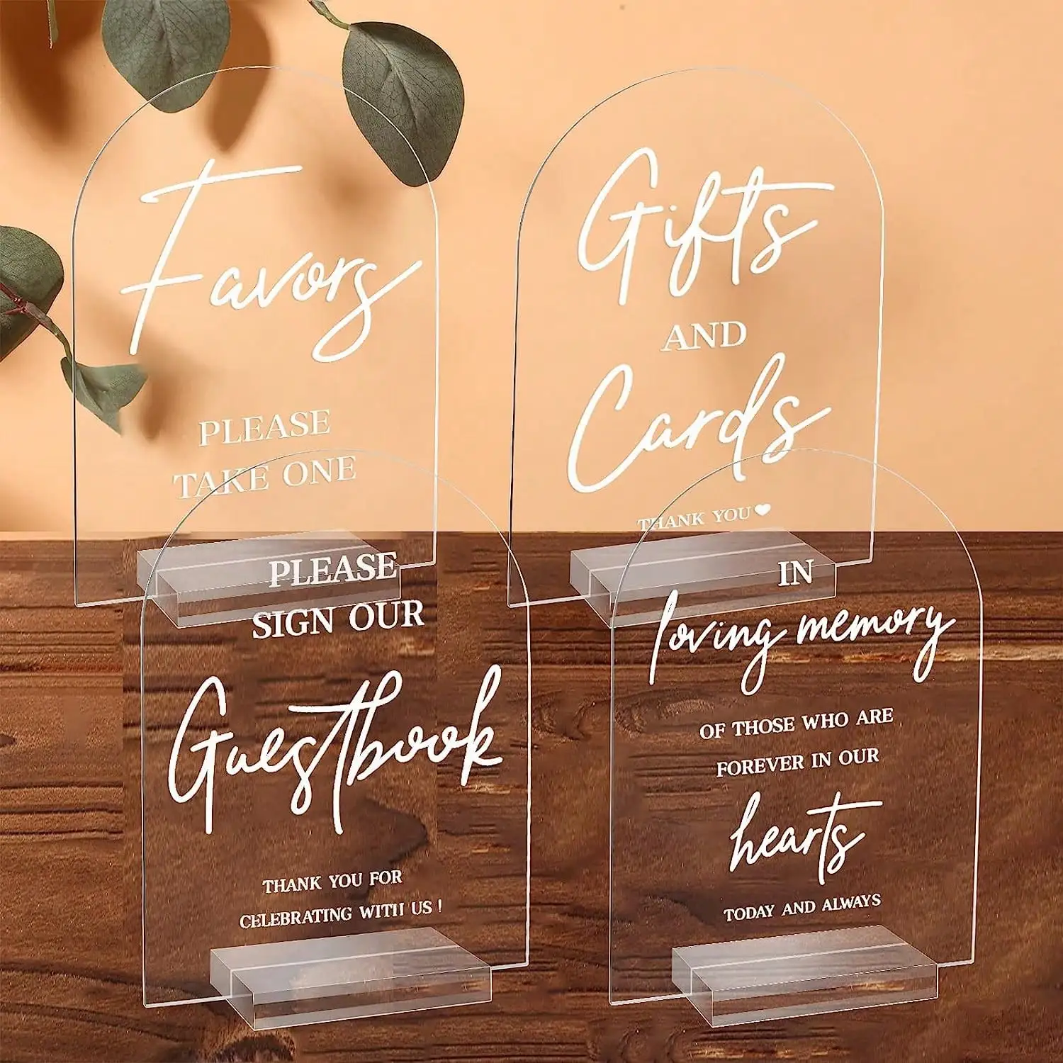 4PCS 5"x7" Clear Acrylic Wedding Signage Set - Gift/Guestbook/Memory Table Signs for Wedding & Party
4PCS 5"x7" Clear Acrylic Wedding Signage Set - Gift/Guestbook/Memory Table Signs for Wedding & Party