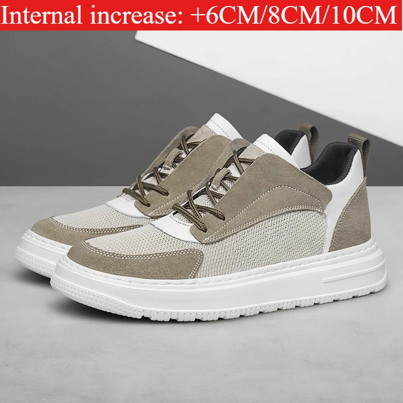 Men's Khaki Suede Mesh Elevator Shoes 6/8/10CM Hidden Height Increasing Breathable Casual Platform Sneakers
Men's Khaki Suede Mesh Elevator Shoes 6/8/10CM Hidden Height Increasing Breathable Casual Platform Sneakers