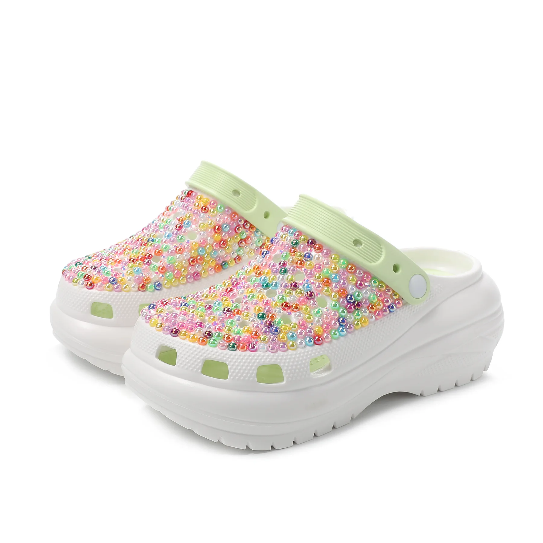 Summer Popular Garden Shoes Handmade Point Drill Thick-soled Round Head Hole Shoes Slipper Colorful Pearl Women's Sandals
Summer Popular Garden Shoes Handmade Point Drill Thick-soled Round Head Hole Shoes Slipper Colorful Pearl Women's Sandals