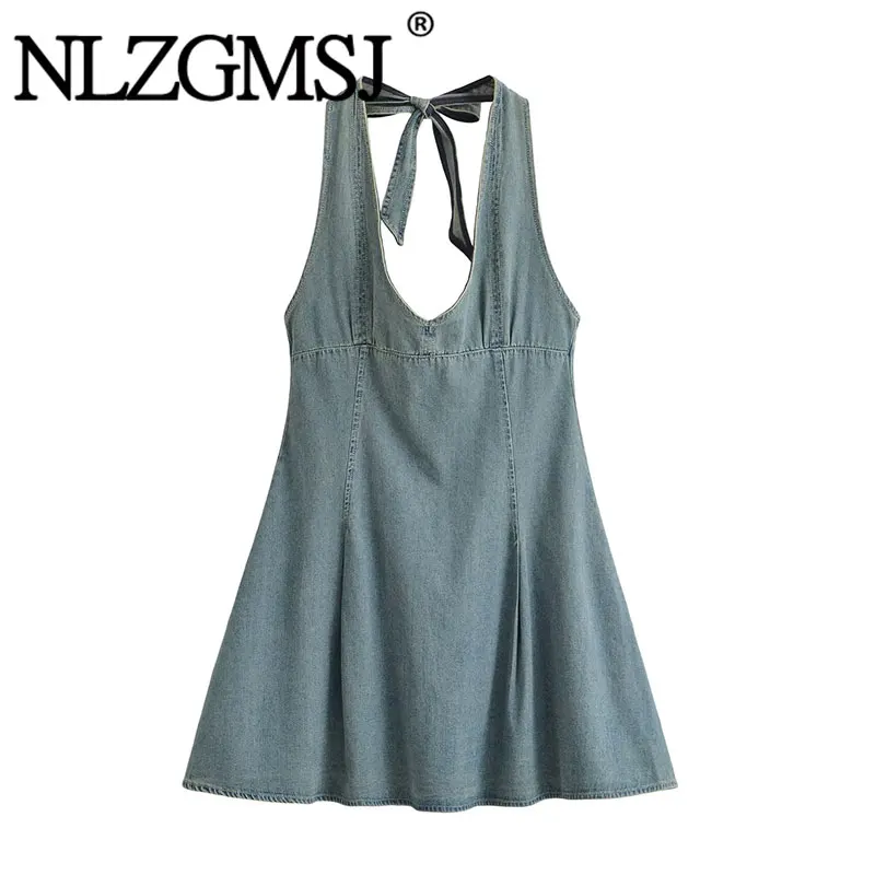 Nlzgmsj 2026 Women Halter Neck Denim Mini Dress Sleeveless Tie Back A Line Casual Summer Vacation Sundress
Nlzgmsj 2026 Women Halter Neck Denim Mini Dress Sleeveless Tie Back A Line Casual Summer Vacation Sundress