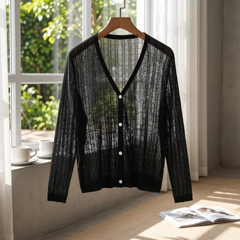 Summer Cardigan Women V-neck Female Korean Fashion Style Long Sleeve Top Cropped Girls Knitted Ladies Sweaters Women's Coat Cute
Summer Cardigan Women V-neck Female Korean Fashion Style Long Sleeve Top Cropped Girls Knitted Ladies Sweaters Women's Coat Cute
