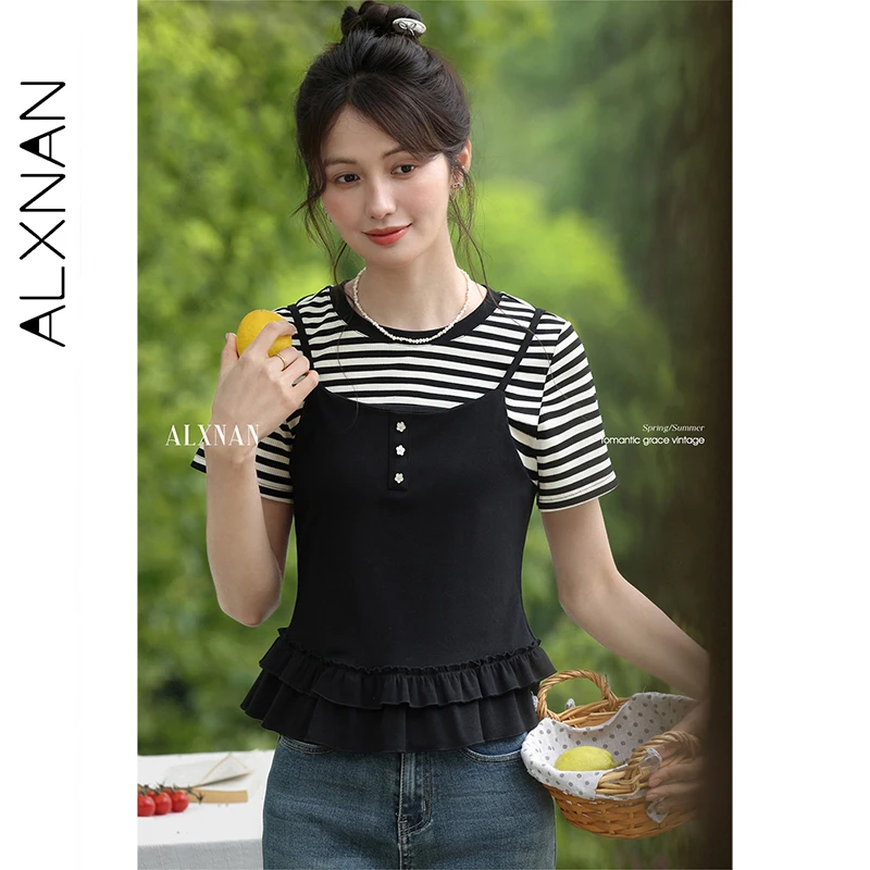 ALXNAN женская черная полосатая футболка, элегантная футболка с контрастной вставкой, лето 2021, милые повседневные топы с короткими рукавами, женские новые L55636
ALXNAN женская черная полосатая футболка, элегантная футболка с контрастной вставкой, лето 2021, милые повседневные топы с короткими рукавами, женские новые L55636