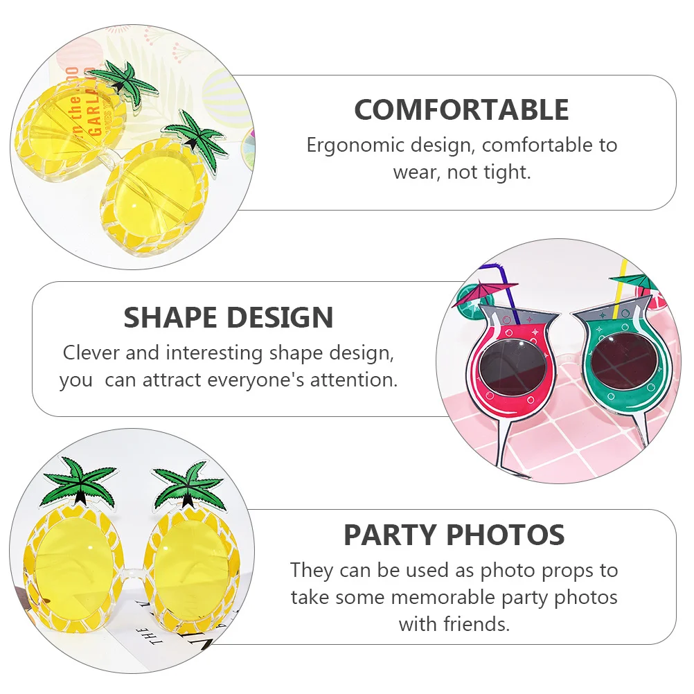 2Pairs Party Glasses Wine Glass Pineapple Shape Lovely Cartoon Photo Prop Funny Spectacles for Beach Pool Hawaiian Parties
2Pairs Party Glasses Wine Glass Pineapple Shape Lovely Cartoon Photo Prop Funny Spectacles for Beach Pool Hawaiian Parties