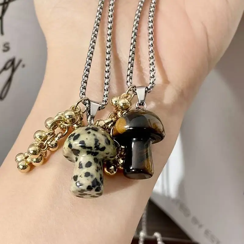 Ins Inspired Natural Stone Mushroom Necklace for Women Tiger Eye Spot Pendant Gold Bead Tassel Stainless Steel Chain Versatile D
Ins Inspired Natural Stone Mushroom Necklace for Women Tiger Eye Spot Pendant Gold Bead Tassel Stainless Steel Chain Versatile D