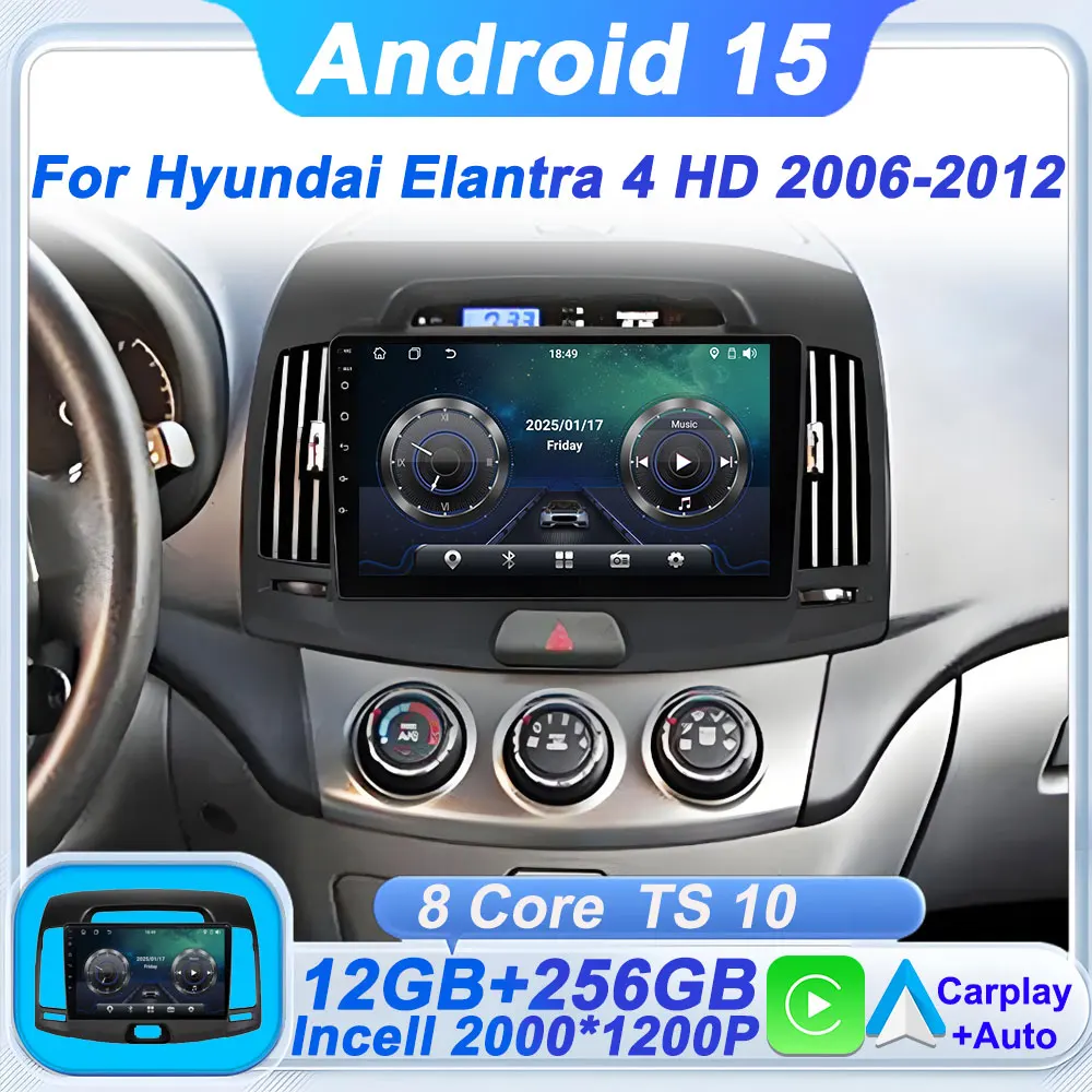 For Hyundai Elantra 4 HD 2006 - 2012 Car Radio Player Android 15 Touch Screen Carplay Stereo GPS Navigation Bluetooth 8 Core DSP
For Hyundai Elantra 4 HD 2006 - 2012 Car Radio Player Android 15 Touch Screen Carplay Stereo GPS Navigation Bluetooth 8 Core DSP