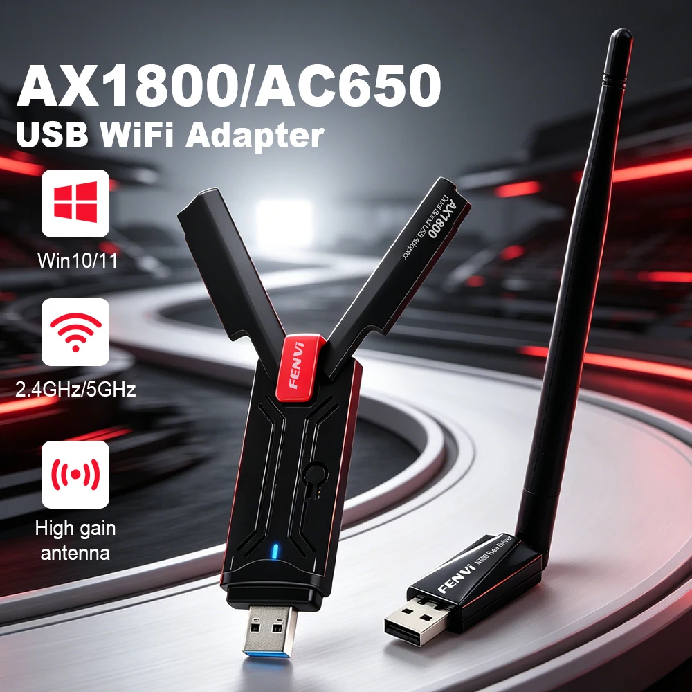 FENVI USB WiFi 6 AX1800 AC650 Adapter USB2.0/3.0 Dual Band 2.4G/5Ghz WiFi Antenna For Desktop Laptop Win 7/8/10/11 Driver Free
FENVI USB WiFi 6 AX1800 AC650 Adapter USB2.0/3.0 Dual Band 2.4G/5Ghz WiFi Antenna For Desktop Laptop Win 7/8/10/11 Driver Free