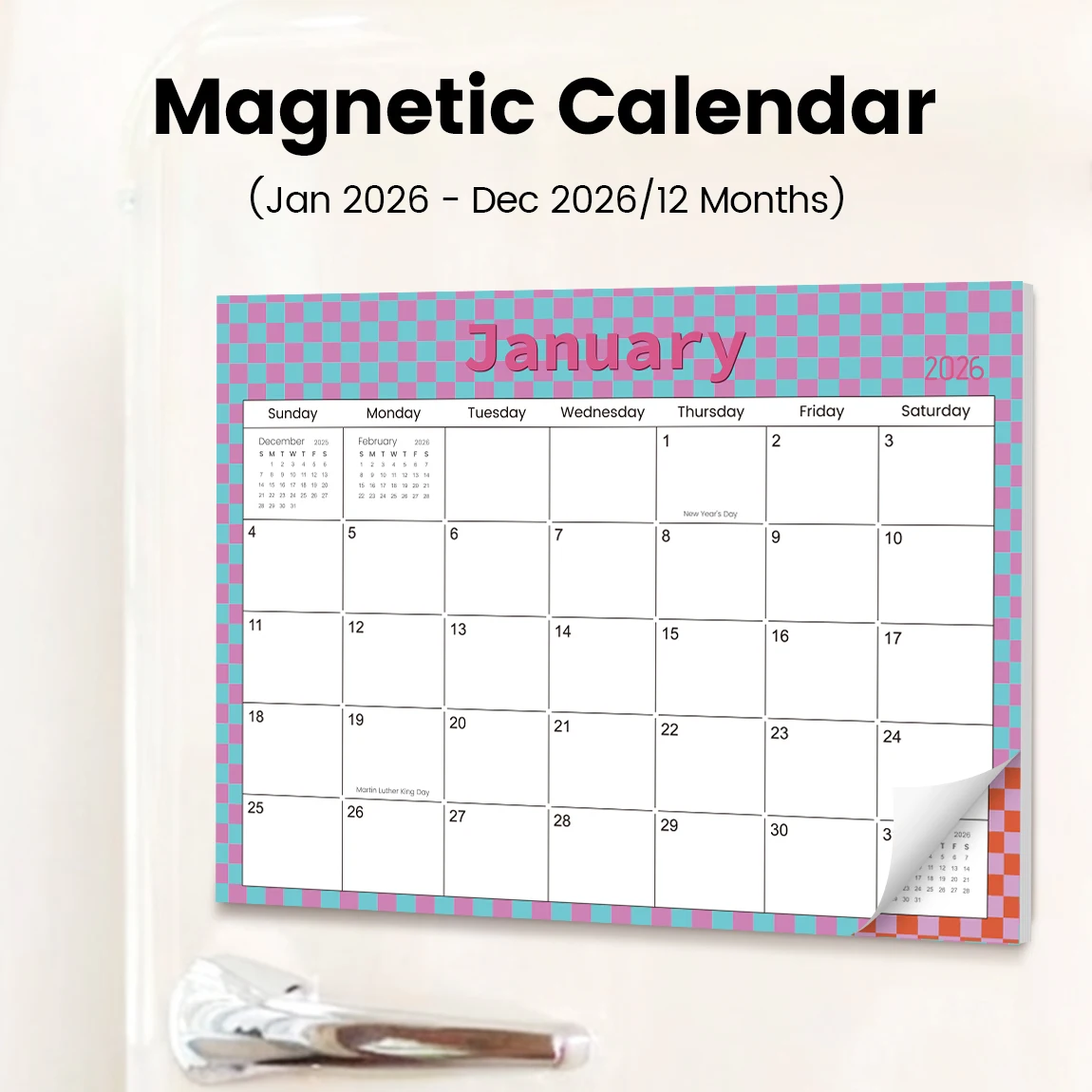 2026 Colorful Checkerboard Magnetic Fridge Calendar – 12-Month Monthly Planner Pad, Cute Pastel Grid Design
2026 Colorful Checkerboard Magnetic Fridge Calendar – 12-Month Monthly Planner Pad, Cute Pastel Grid Design
