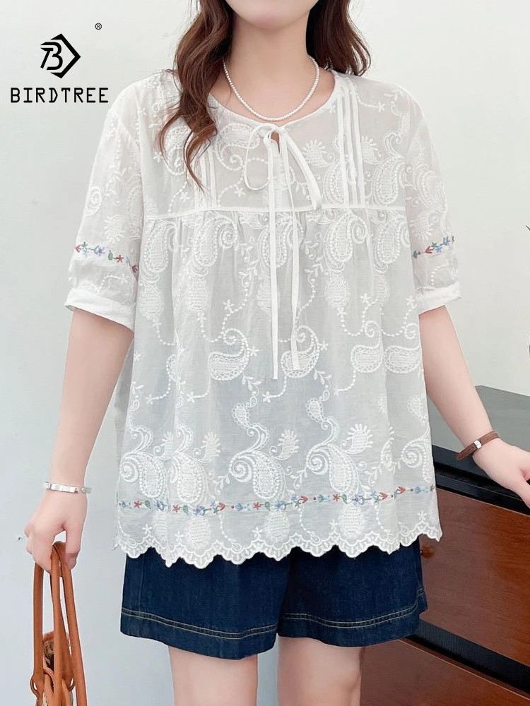 New 2026 Summer Women Cotton Half Sleeve Shirt, O Neck Floral Embroidery, Mori Girl Sweet Preppy Style Loose Blouse T65657CC
New 2026 Summer Women Cotton Half Sleeve Shirt, O Neck Floral Embroidery, Mori Girl Sweet Preppy Style Loose Blouse T65657CC