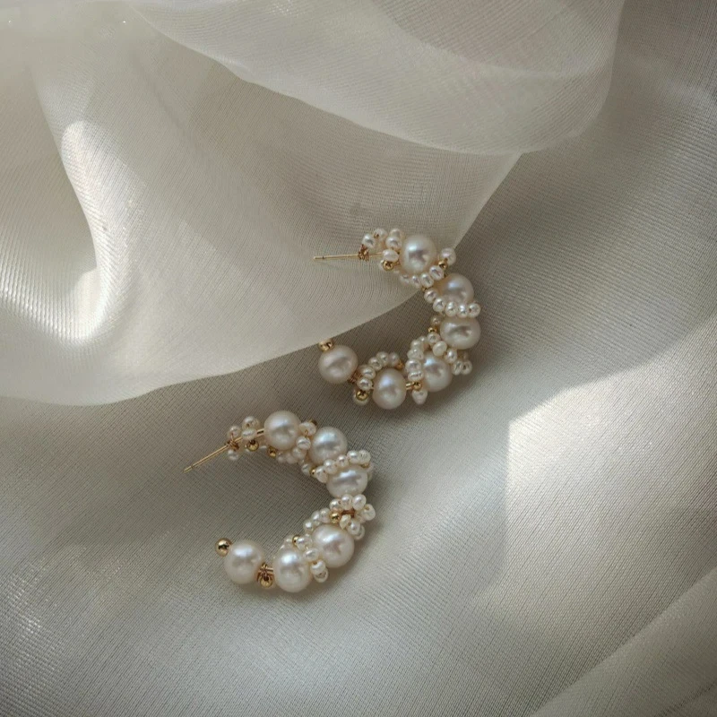 New Natural Pearl Beads Hoops Handmade Wedding Earrings Classic Statement Jewelry Valentines Day Earrings Accessories for Women
New Natural Pearl Beads Hoops Handmade Wedding Earrings Classic Statement Jewelry Valentines Day Earrings Accessories for Women