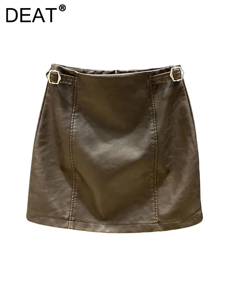 DEAT Women's Pu Leather Skirt Solid Color A-line High Waist Metal Buckle Vintage Mini Skirts 2024 Autumn New Fashion 29L8230
DEAT Women's Pu Leather Skirt Solid Color A-line High Waist Metal Buckle Vintage Mini Skirts 2024 Autumn New Fashion 29L8230