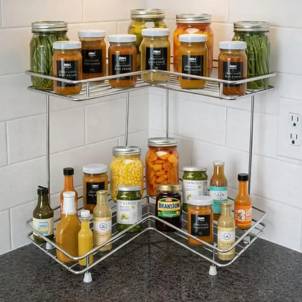 2-Tier L-Shape Countertop Organizer Rack | Stainless Steel Kitchen Storage for Spices, Jars, and Condiments | Space-Saving Rack
2-Tier L-Shape Countertop Organizer Rack | Stainless Steel Kitchen Storage for Spices, Jars, and Condiments | Space-Saving Rack